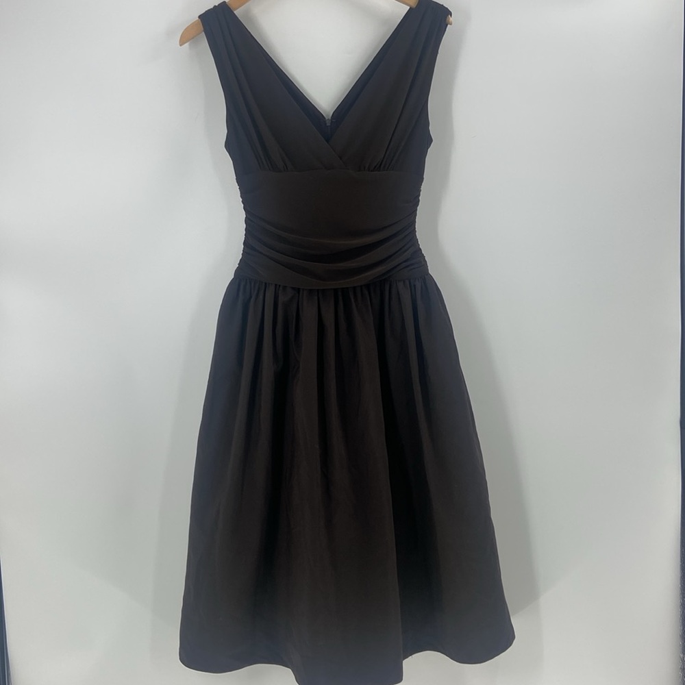 Eliza J fit and flare brown cocktail dress tulle poof skirt evening elegant
